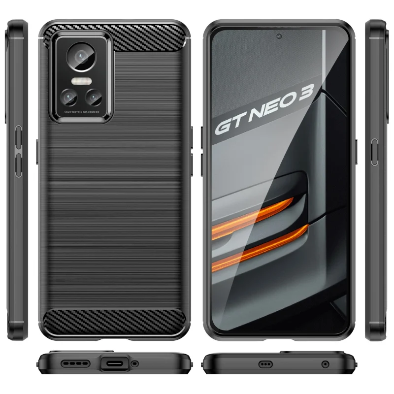 Carbon Case elastyczne etui pokrowiec Realme GT Neo 3 czarny - obrazek 7