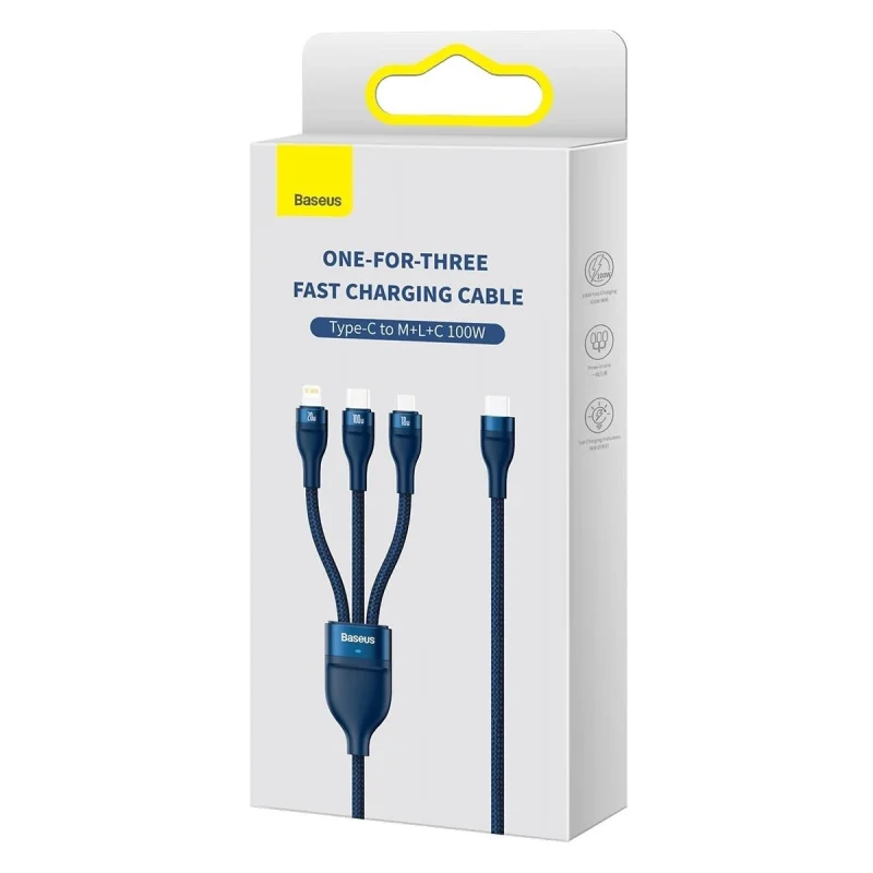 Baseus Flash Series II kabel USB Typ C / USB Typ C / Lightning / micro USB 100 W 1,5 m niebieski (CASS030203) - obrazek 5