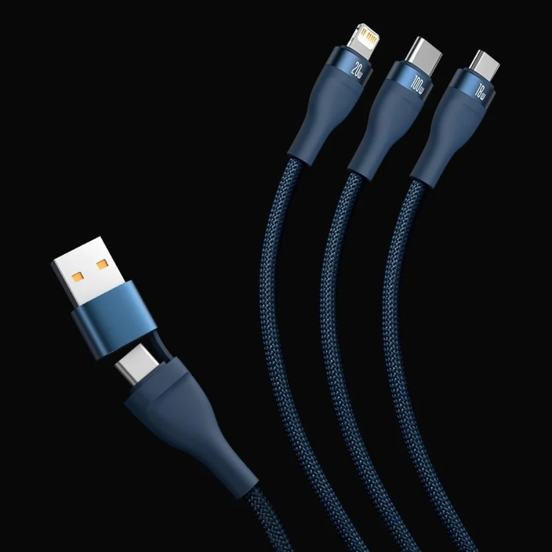 Baseus Flash Series II kabel USB Typ C / USB Typ A - USB Typ C / Lightning / micro USB 100 W 1,2 m czarny (CASS030101) - obrazek 8