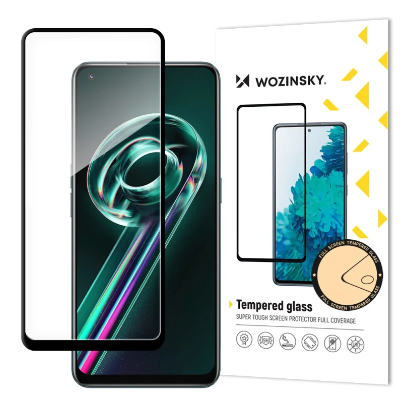 Wozinsky super wytrzymałe szkło hartowane Full Glue na cały ekran z ramką Case Friendly Realme 9 Pro + (9 Pro Plus) czarny