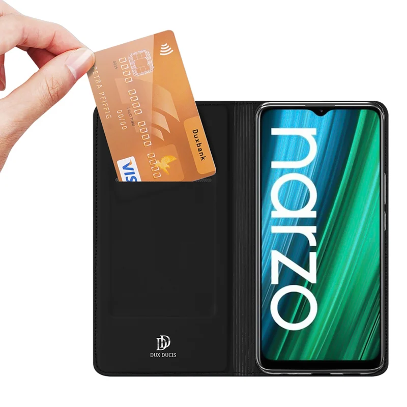 Dux Ducis Skin Pro kabura etui pokrowiec z klapką Realme Narzo 50A czarny - obrazek 2