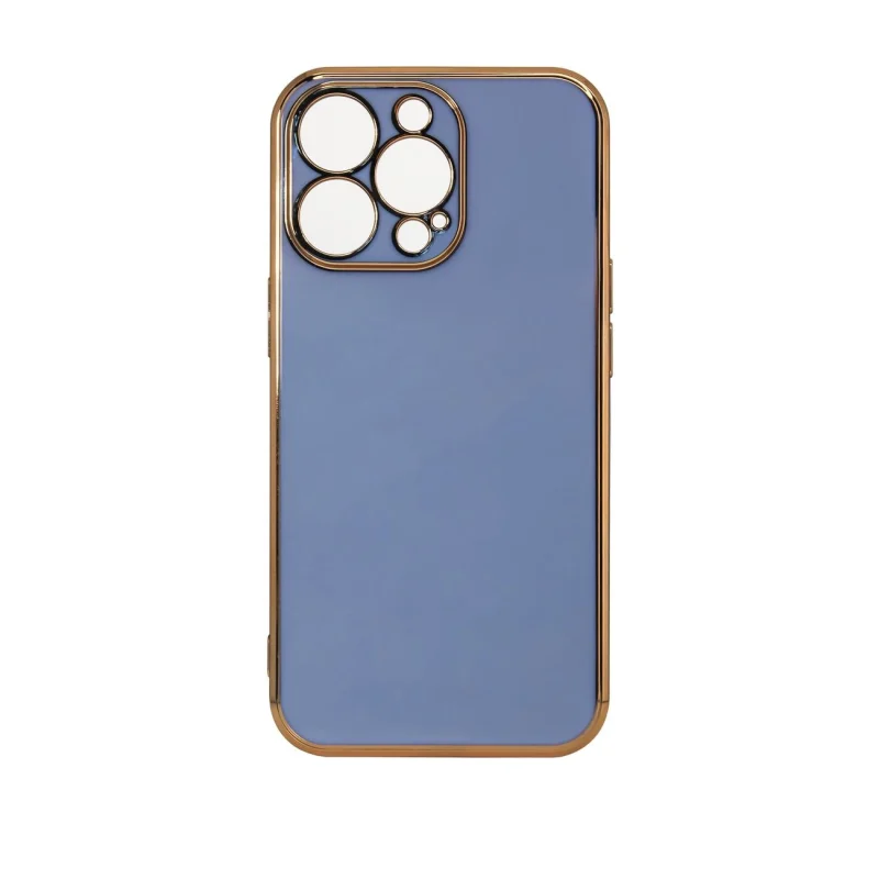 Lighting Color Case etui do iPhone 13 Pro żelowy pokrowiec ze złotą ramką niebieski