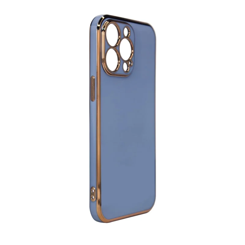 Lighting Color Case etui do iPhone 13 Pro żelowy pokrowiec ze złotą ramką niebieski - obrazek 2