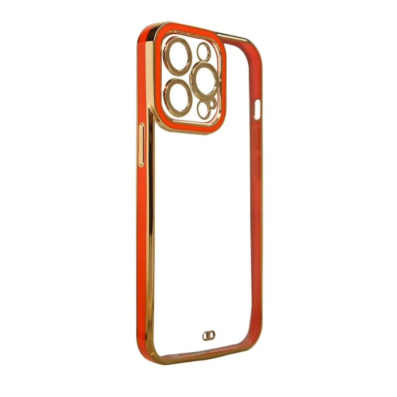 Fashion Case etui do iPhone 13 Pro żelowy pokrowiec ze złotą ramką czerwony