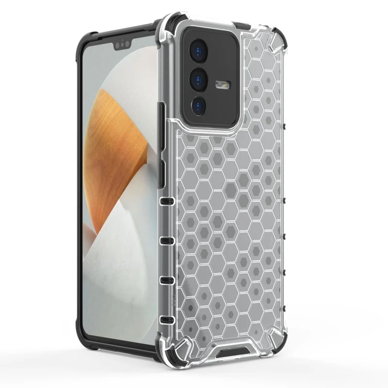 Honeycomb etui pancerny pokrowiec z żelową ramką Vivo V23 5G czarny - obrazek 10