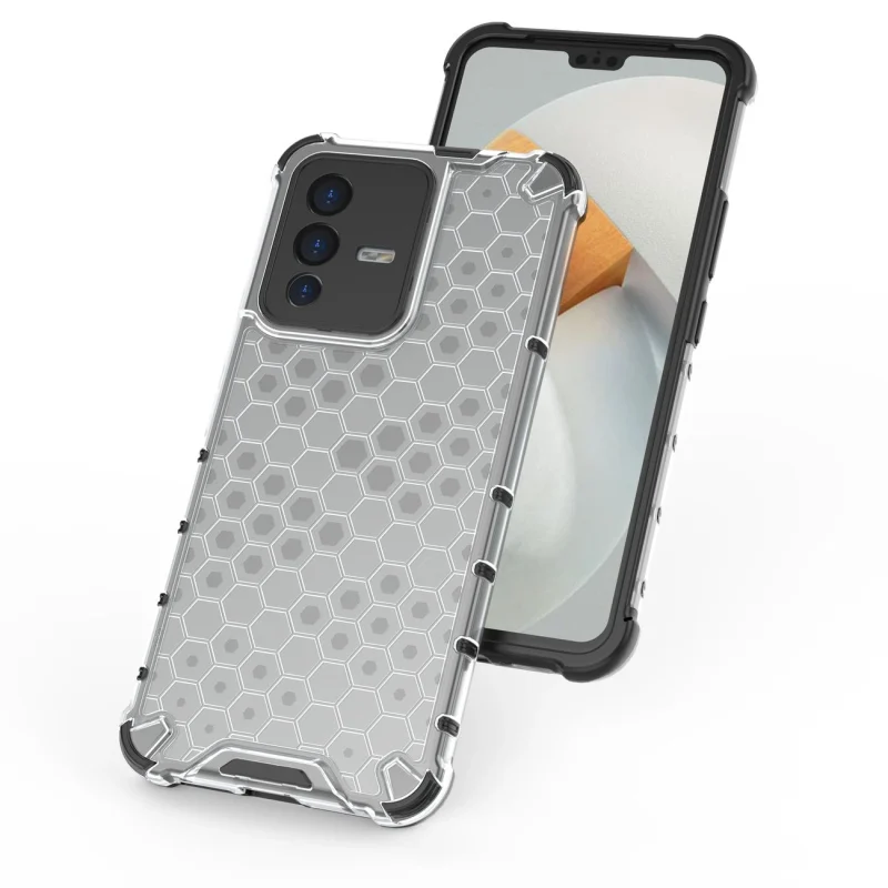 Honeycomb etui pancerny pokrowiec z żelową ramką Vivo V23 5G czarny - obrazek 13