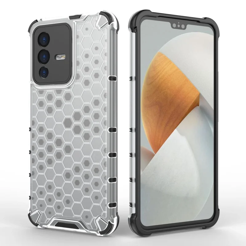 Honeycomb etui pancerny pokrowiec z żelową ramką Vivo V23 5G czarny - obrazek 9