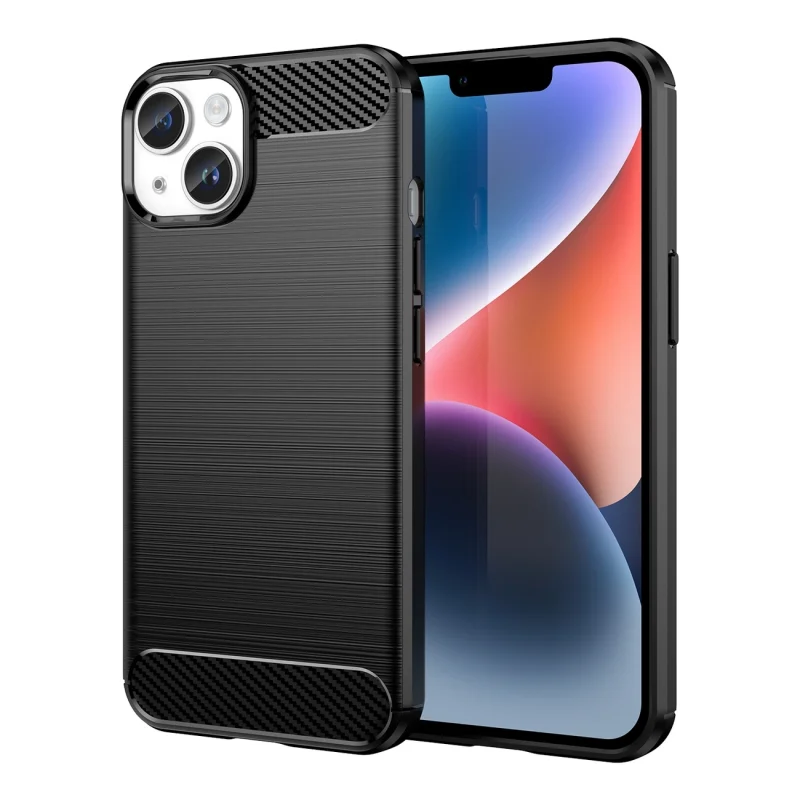 Carbon Case etui iPhone 14 elastyczny żelowy pokrowiec na tył plecki czarny