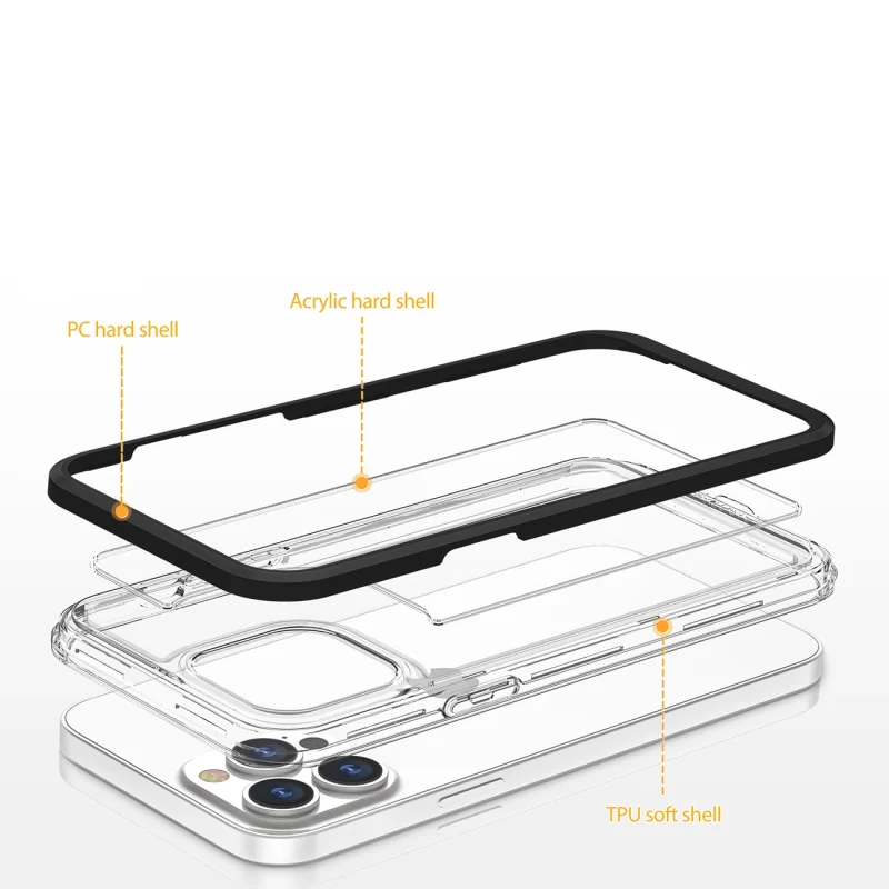 Clear 3in1 etui iPhone 14 silikonowy pokrowiec z ramką czarne - obrazek 6