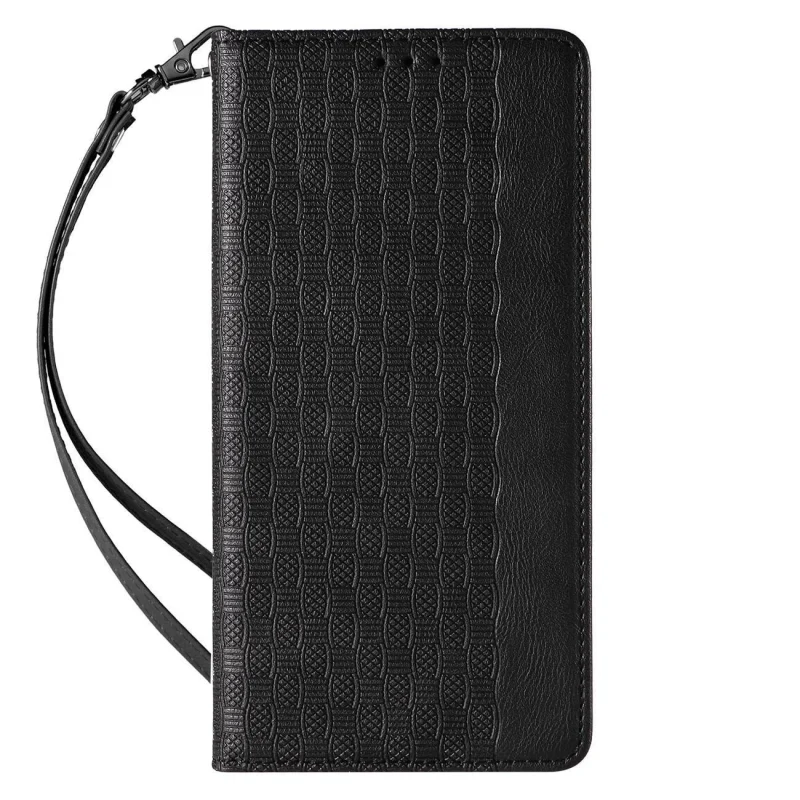 Magnet Strap Case etui iPhone 14 pokrowiec z klapką portfel mini smycz podstawka czarne - obrazek 4