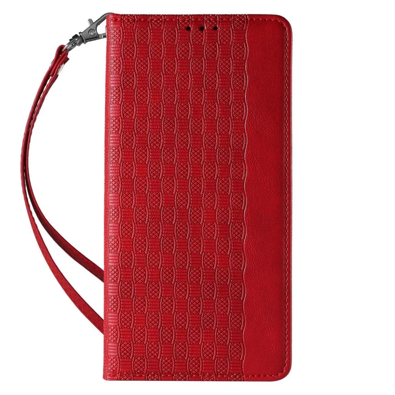 Magnet Strap Case etui iPhone 14 pokrowiec z klapką portfel mini smycz podstawka czerwone - obrazek 4