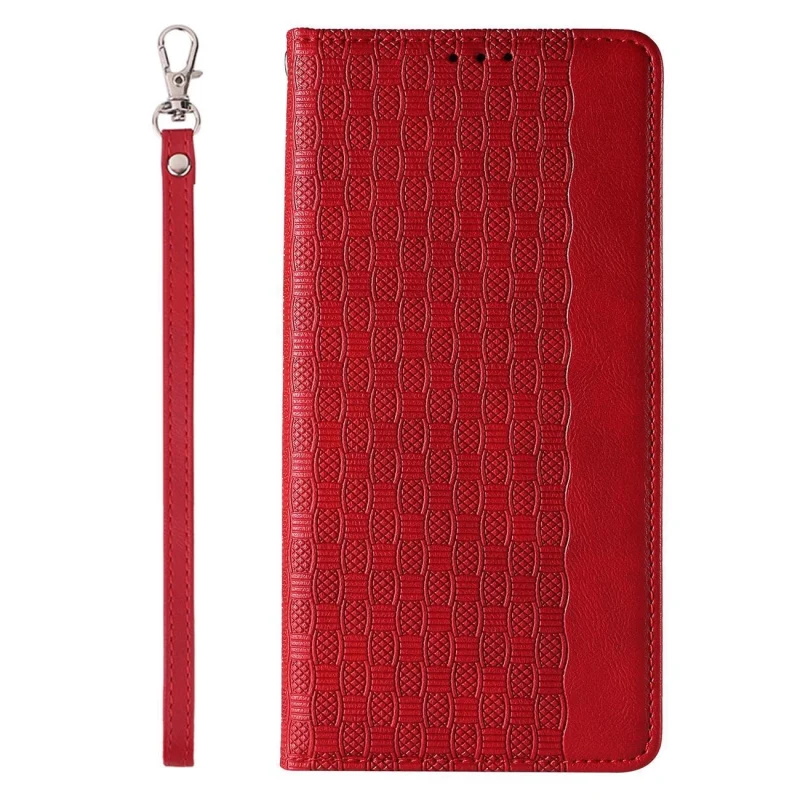 Magnet Strap Case etui iPhone 14 pokrowiec z klapką portfel mini smycz podstawka czerwone - obrazek 5