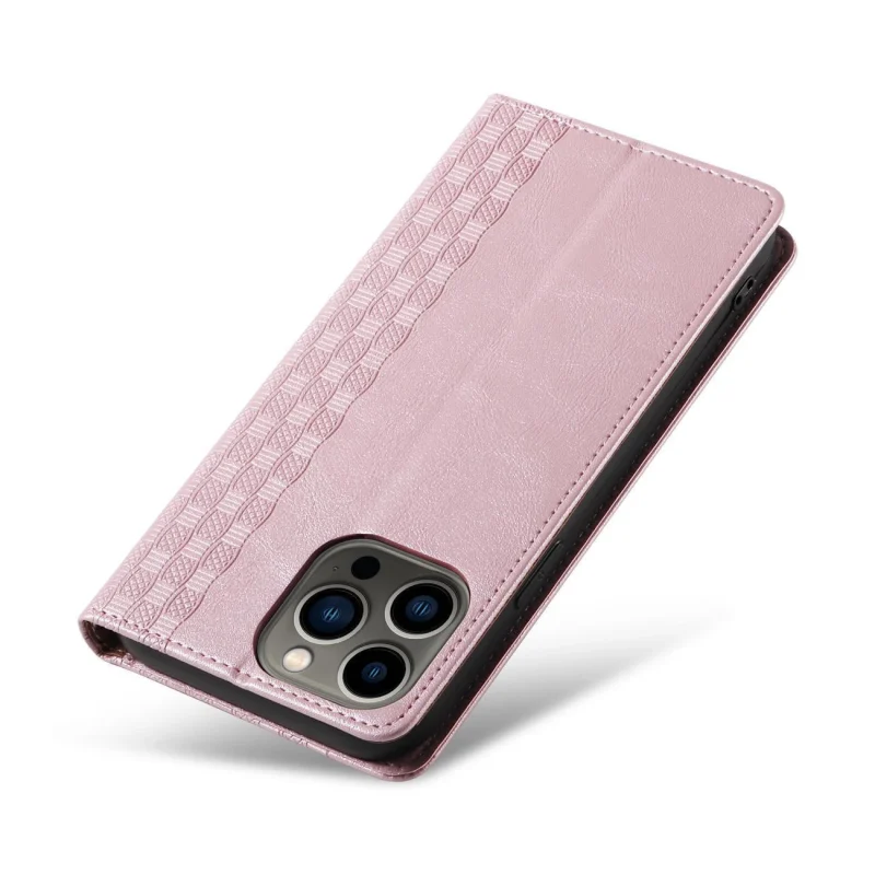 Magnet Strap Case etui iPhone 14 Pro pokrowiec z klapką portfel mini smycz podstawka różowe - obrazek 9