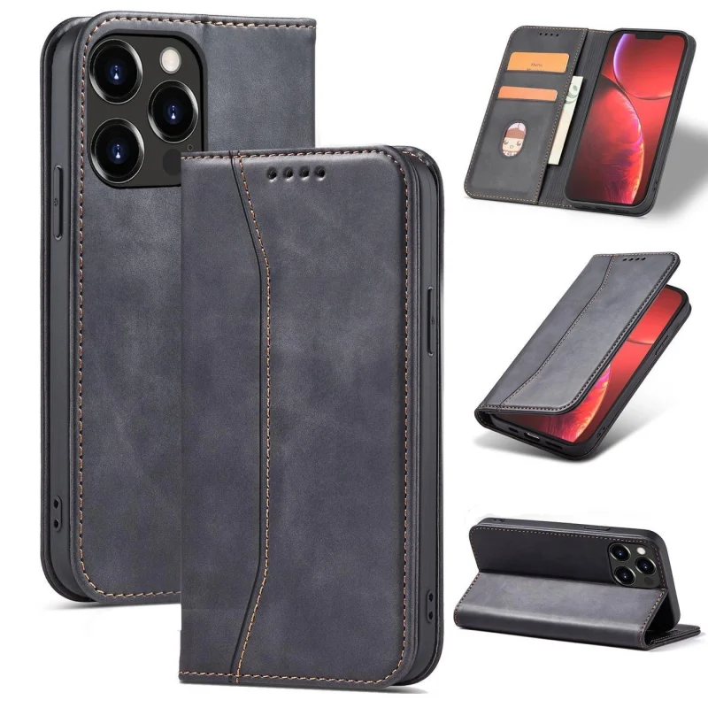 Magnet Fancy Case etui iPhone 14 pokrowiec z klapką portfel podstawka czarne - obrazek 11