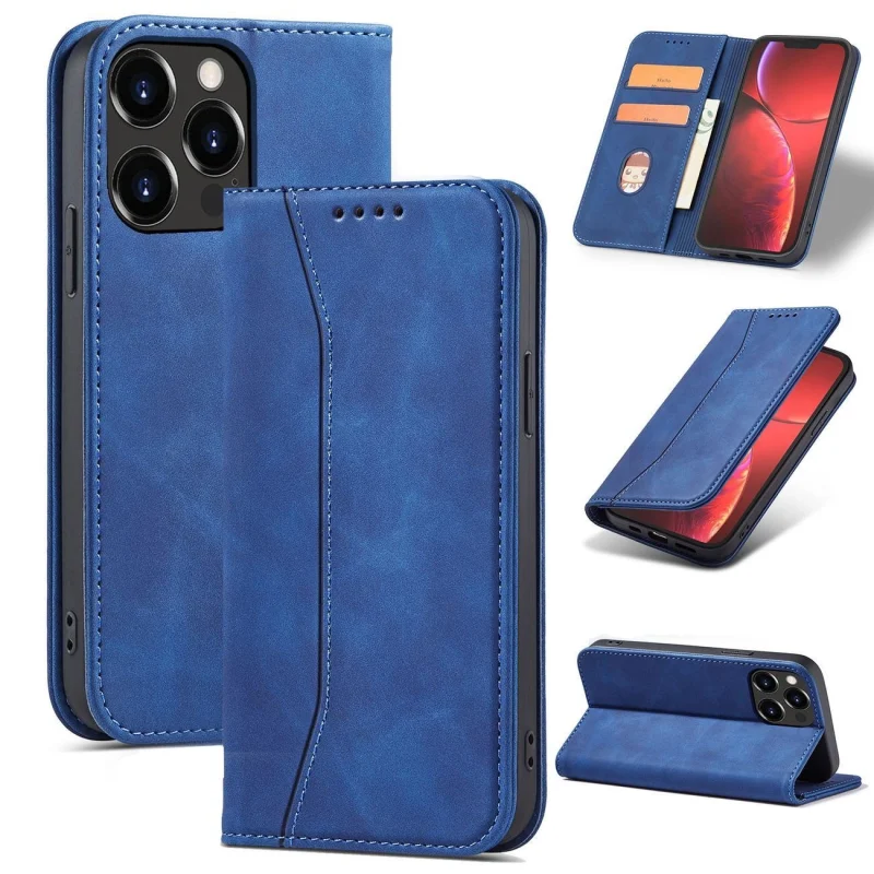 Magnet Fancy Case etui iPhone 14 pokrowiec z klapką portfel podstawka niebieskie - obrazek 12