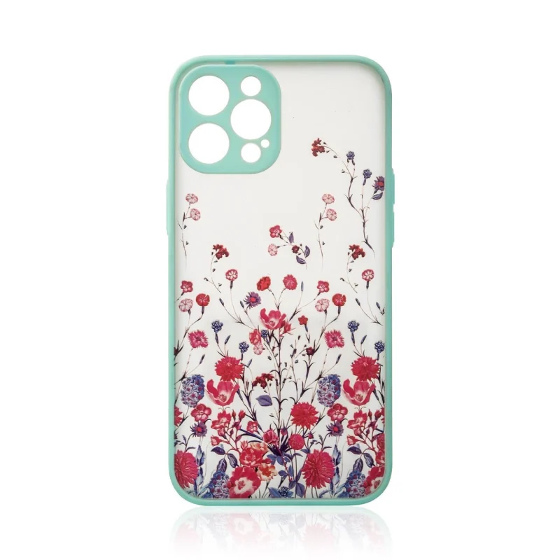 Design Case etui do iPhone 12 Pro pokrowiec w kwiaty jasnozielony