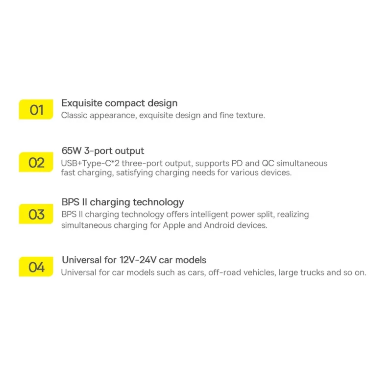 Baseus Golden Contactor Pro ładowarka samochodowa USB-A + 2x USB-C 65W ciemnoszary (CGJP010013) - obrazek 16