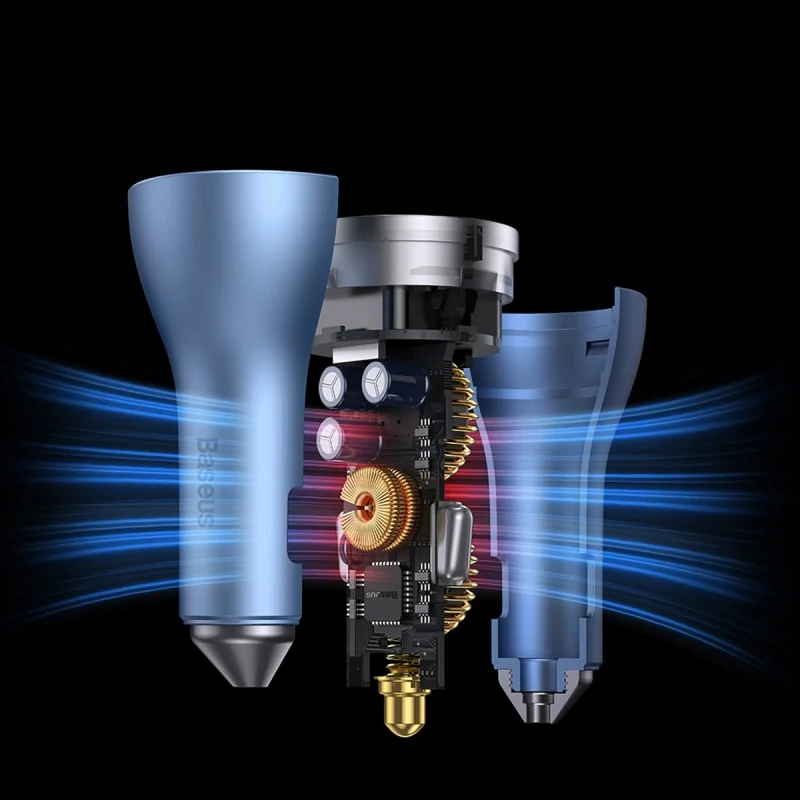 Baseus Golden Contactor Pro ładowarka samochodowa USB-A + 2x USB-C 65W QC4.0 niebieski (CGJP010003) - obrazek 15