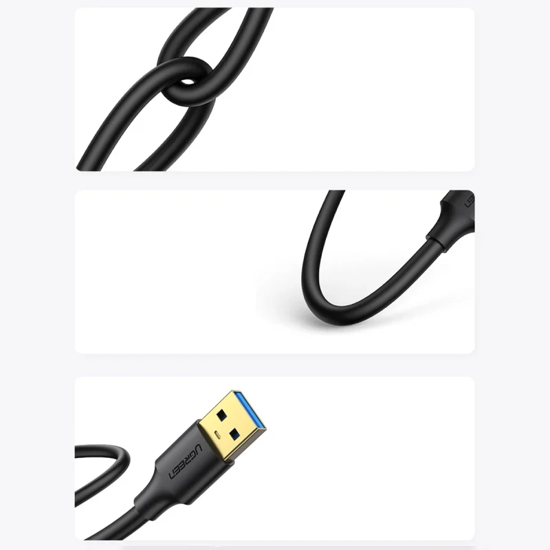 Kabel Ugreen US128 90576 USB-A 3.0 / USB-A 3.0 5Gb/s 3m - czarny - obrazek 8