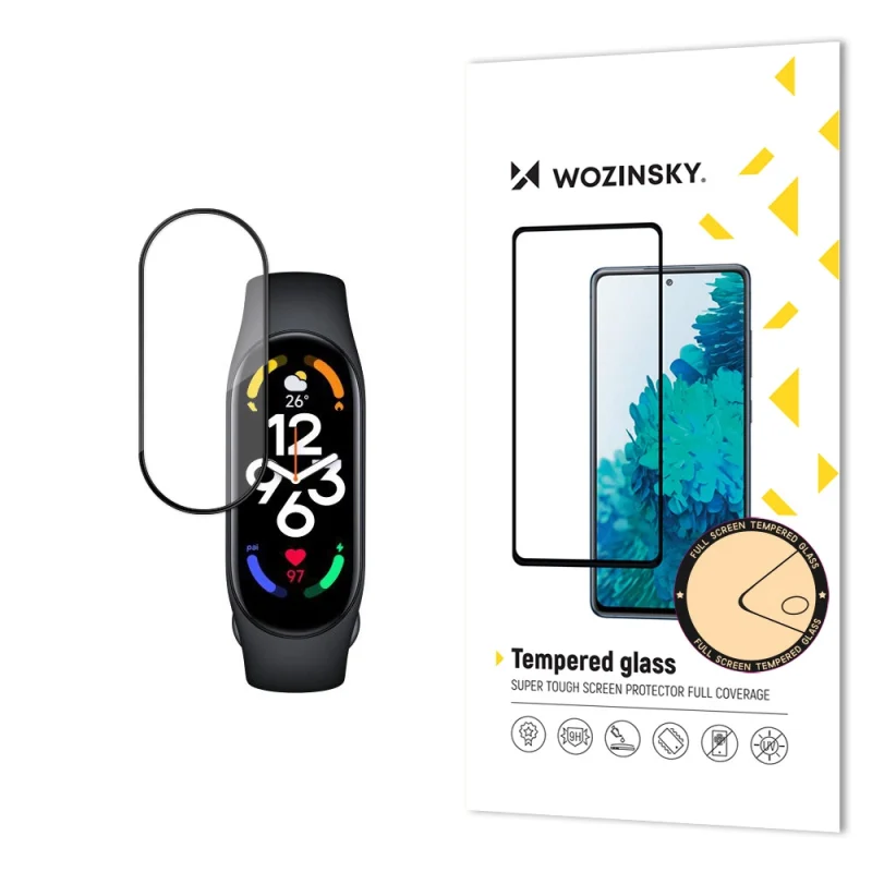 Wozinsky Full Glue Xiaomi Mi Band 7 szkło hartowane na ekran czarny