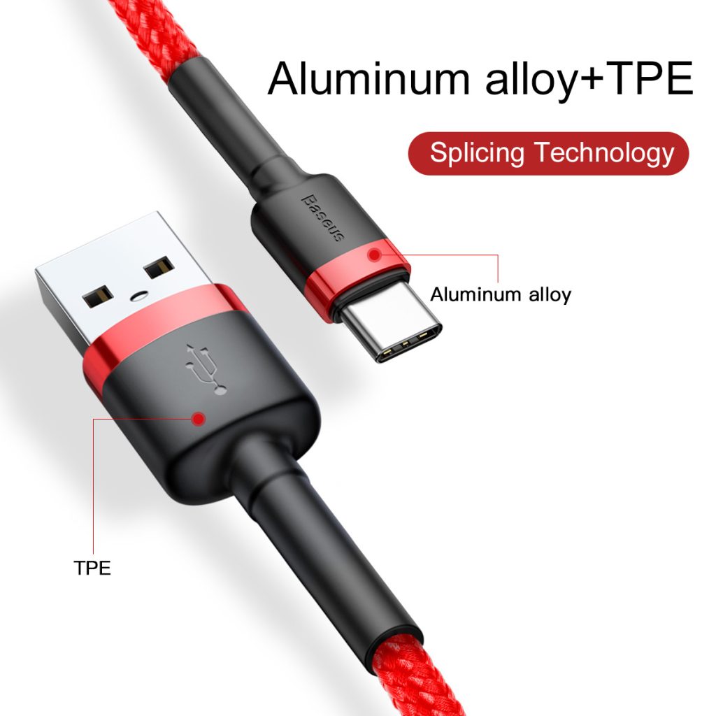 Baseus kabel Cafule USB - USB-C 0,5 m 3A czerwony - obrazek 8