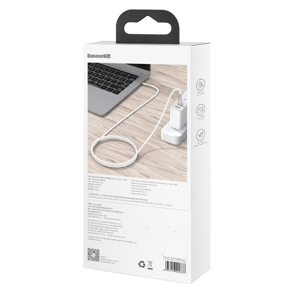 Baseus kabel Cafule Metal PD USB-C - USB-C 1,0 m biały 100W - obrazek 11