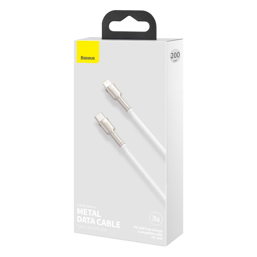 Baseus kabel Cafule Metal PD USB-C - Lightning 2,0 m biały 20W - obrazek 7