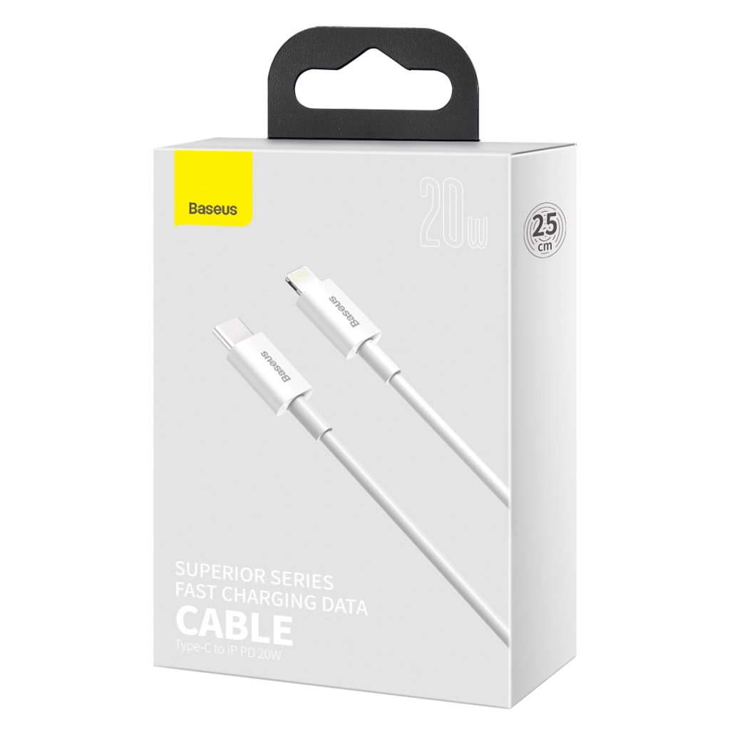 Baseus kabel Superior PD USB-C - Lightning 0,25 m biały 20W - obrazek 6