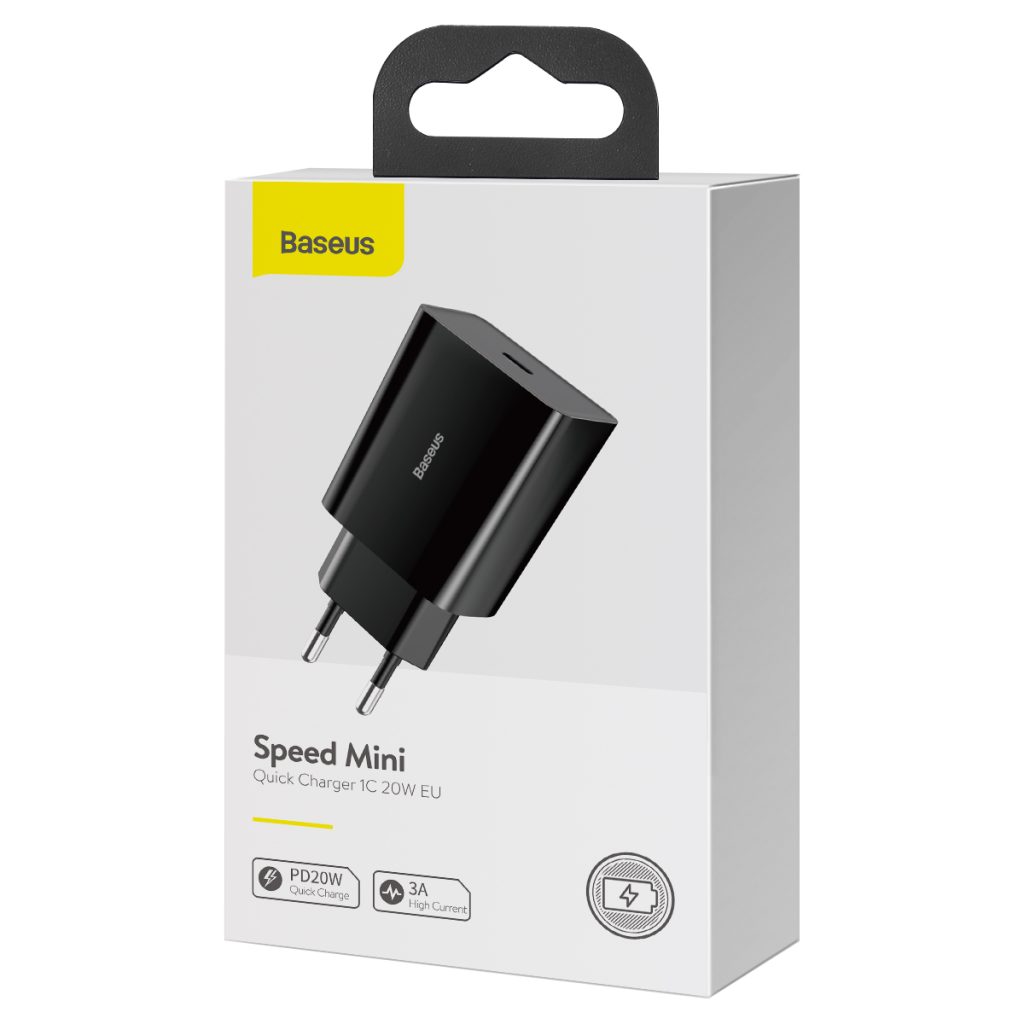 Baseus ładowarka sieciowa Speed Mini PD 20W 1x USB-C czarna - obrazek 8