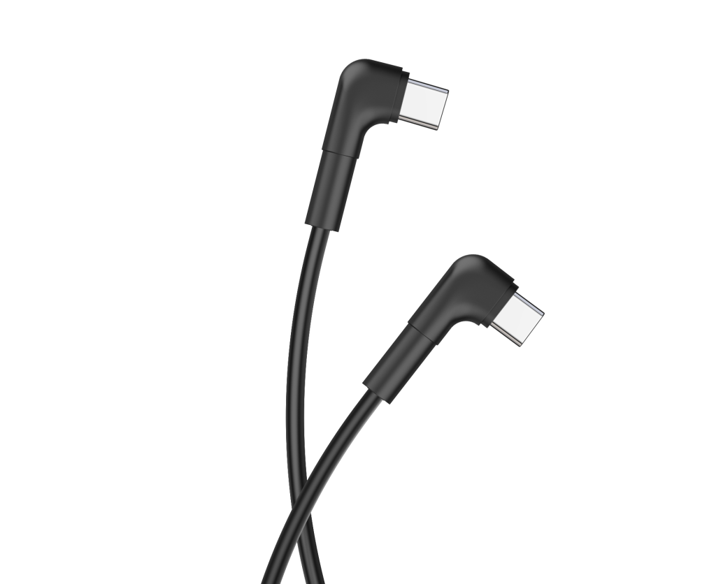 Maxlife kabel kątowy MXUC-09 USB-C - USB-C 1,0 m 60W czarny - obrazek 2