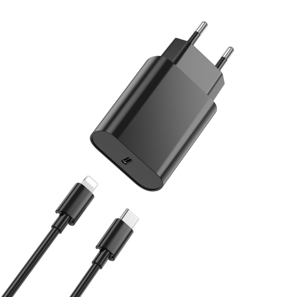 WIWU ładowarka sieciowa Wi-U001 PD 20W 1x USB-C czarna + kabel USB-C - Lightning - obrazek 2