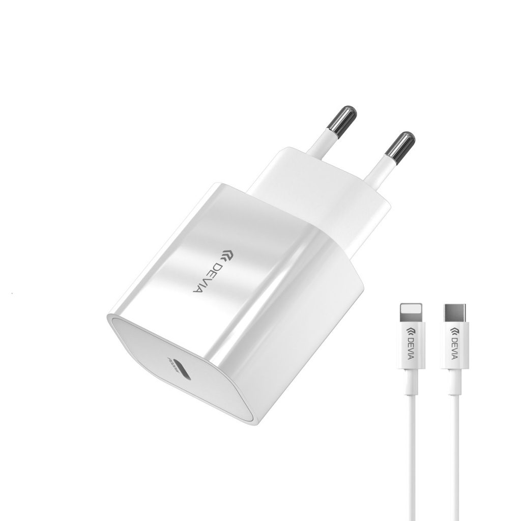 Devia ładowarka sieciowa Smart PD 20W 1x USB-C biała + kabel Lightning - USB-C V2