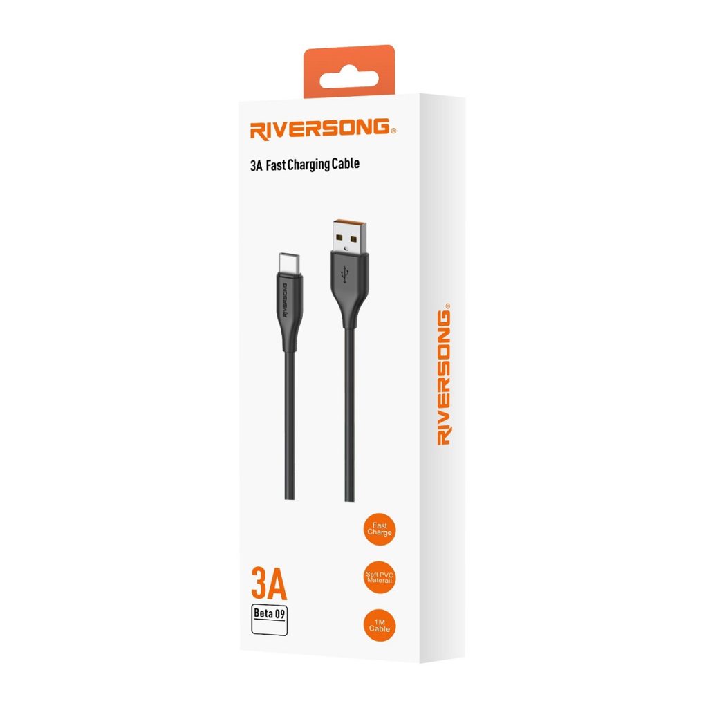 Riversong kabel Beta 09 USB - microUSB 1,0m 3A czarny CM85 - obrazek 3