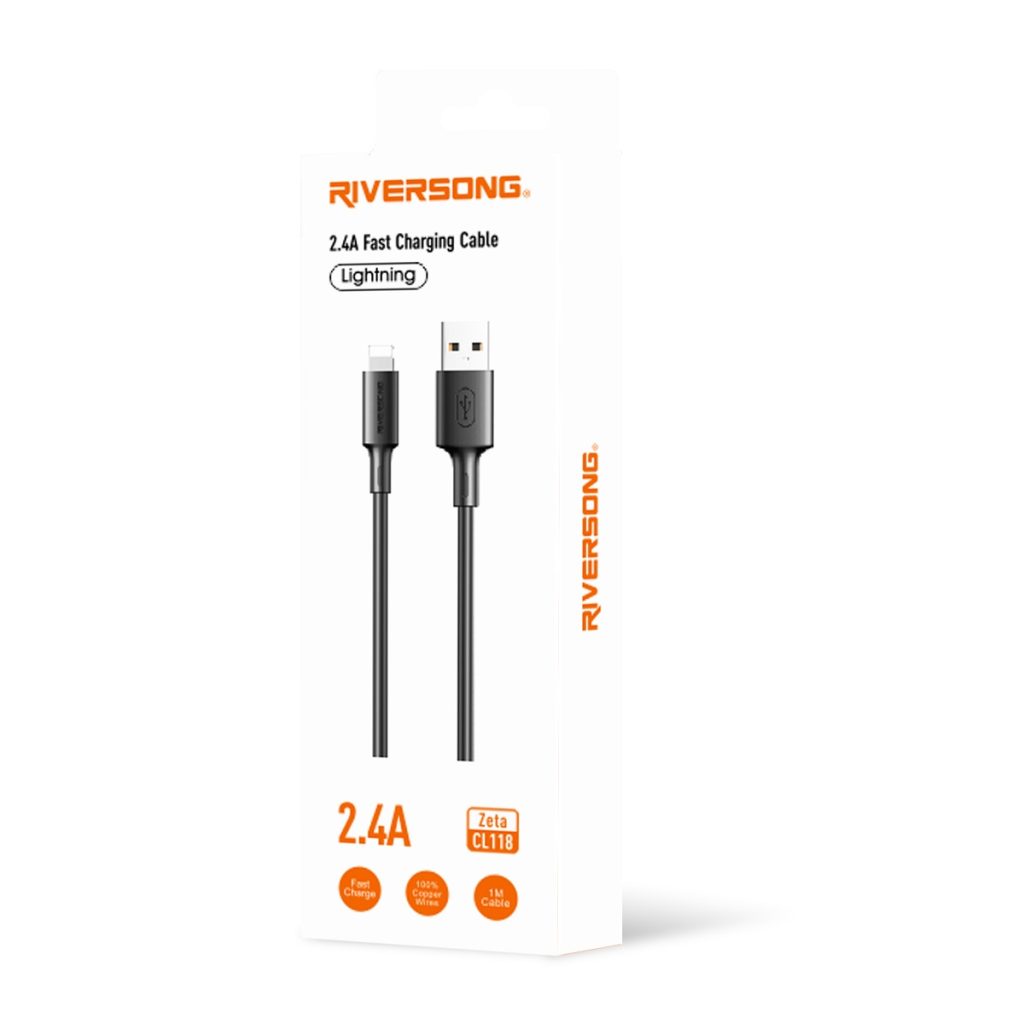 Riversong kabel Zeta USB - Lightning 1,0m 2,4A czarny CL118 - obrazek 3