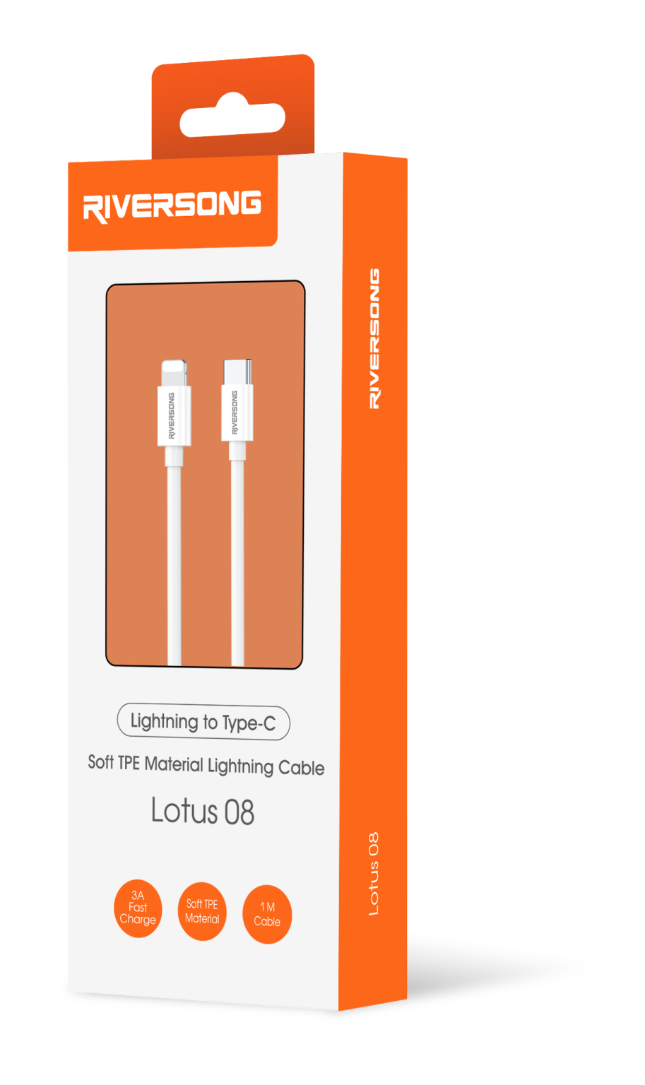 Riversong kabel Lotus 08 USB-C - Lightning 1,0m 3A jasny szary CL76 - obrazek 3