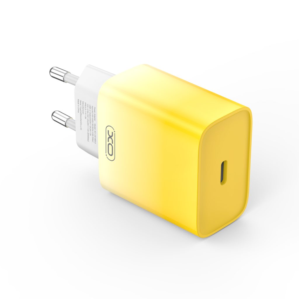 XO ładowarka sieciowa CE18 PD 30W 1x USB-C żółto-biała + kabel USB-C - Lightning - obrazek 2