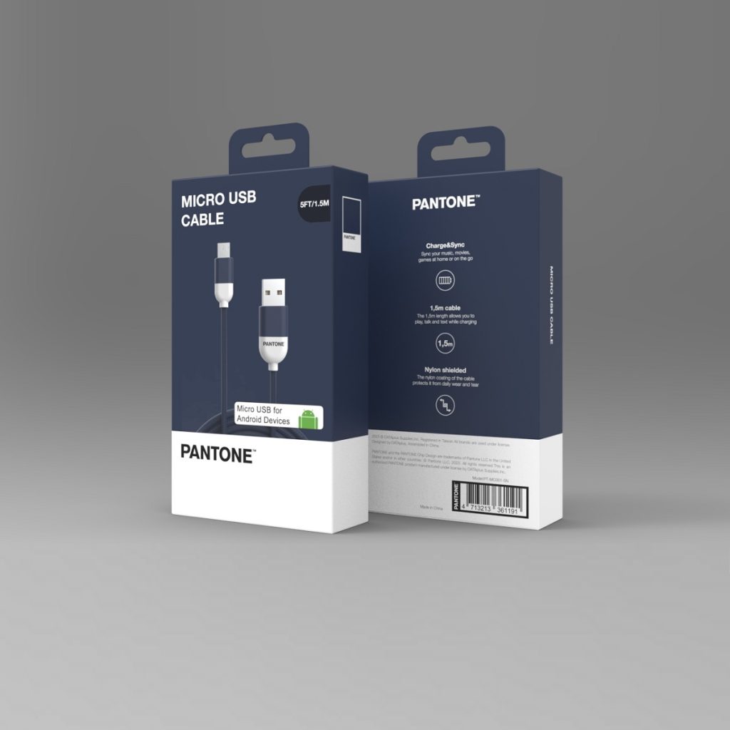 PANTONE kabel USB - microUSB 1,5m 2,4A PT-MC001-5 Navy 2380C - obrazek 2