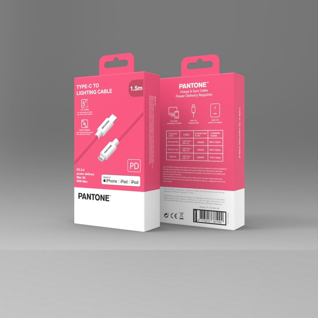 PANTONE MFi kabel Lightning - USB-C 1,5m PT-CTL002-5 Pink 184C - obrazek 3