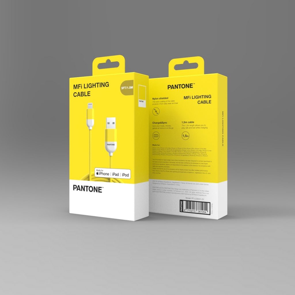 PANTONE MFi kabel USB - Lightning 1,5m 2,4A PT-LCS001-5 Yellow 102C - obrazek 3