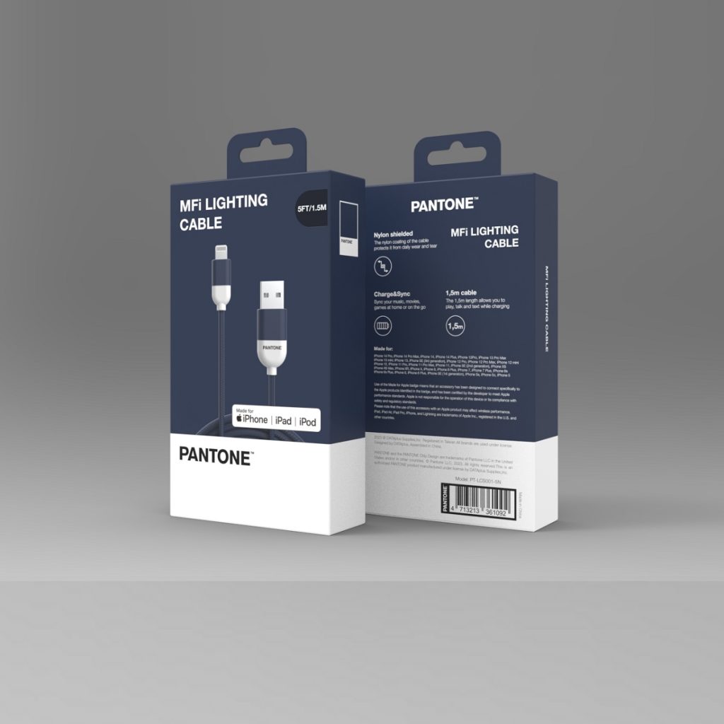 PANTONE MFi kabel USB - Lightning 1,5m 2,4A PT-LCS001-5 Navy 2380C - obrazek 3