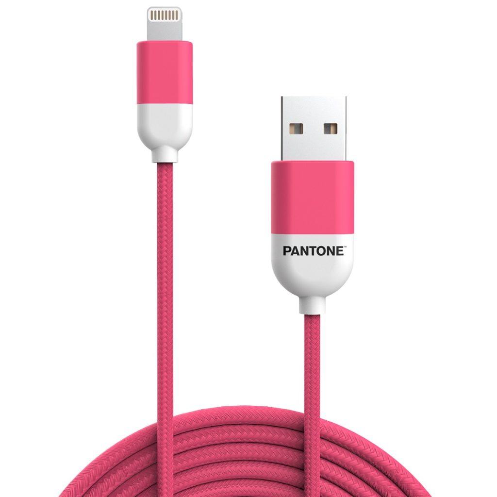 PANTONE MFi kabel USB - Lightning 1,5m 2,4A PT-LCS001-5 Pink 184C