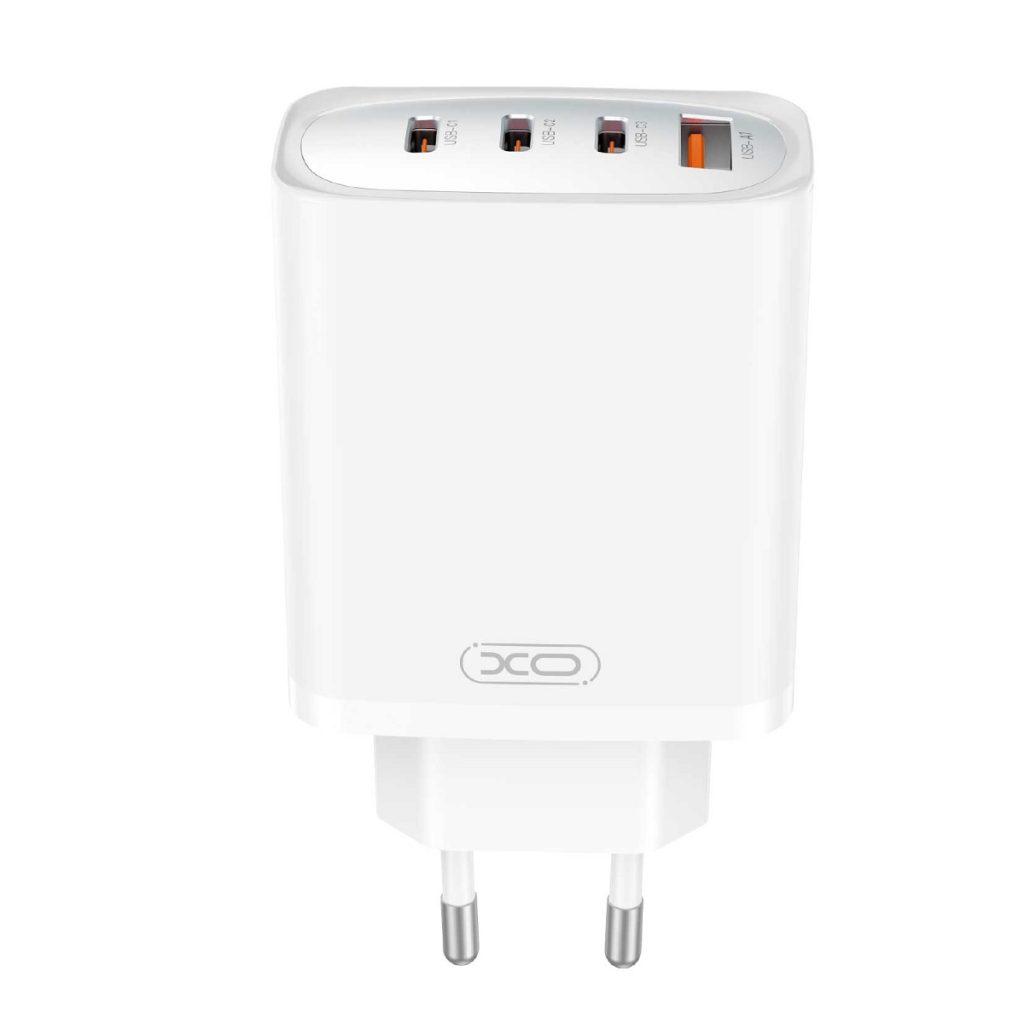 XO ładowarka sieciowa CE23 PD 65W 3x USB-C 1x USB biała + kabel USB-C - USB-C - obrazek 2