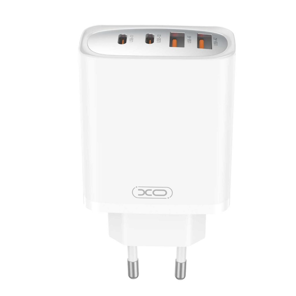 XO ładowarka sieciowa CE22 PD 45W 2x USB-C 2x USB biała + kabel USB-C - USB-C - obrazek 2