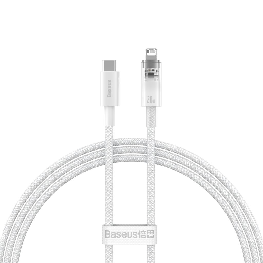 Baseus kabel Explorer PD USB-C - Lightning 1,0m biały z kontrolą temperatury 20W