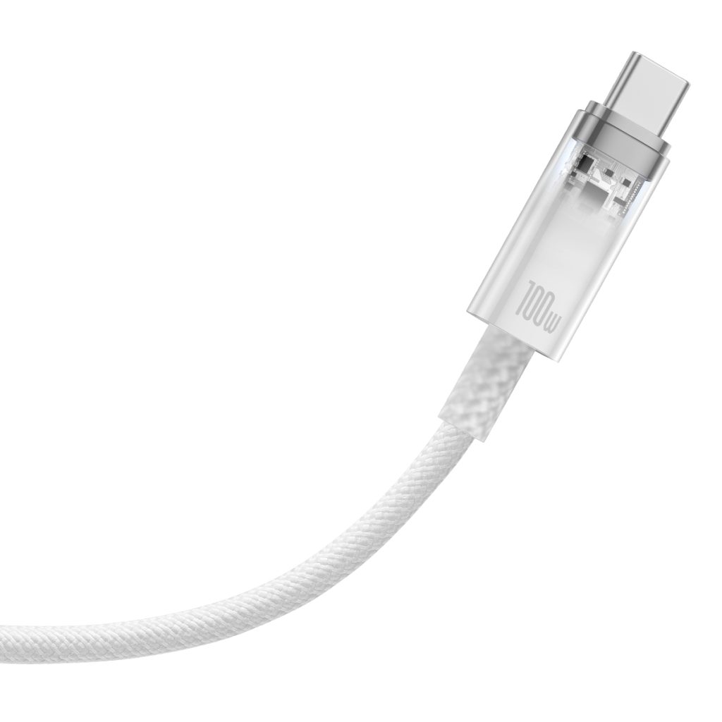 Baseus kabel Explorer USB - USB-C 1,0m biały z kontrolą temperatury 100W - obrazek 2