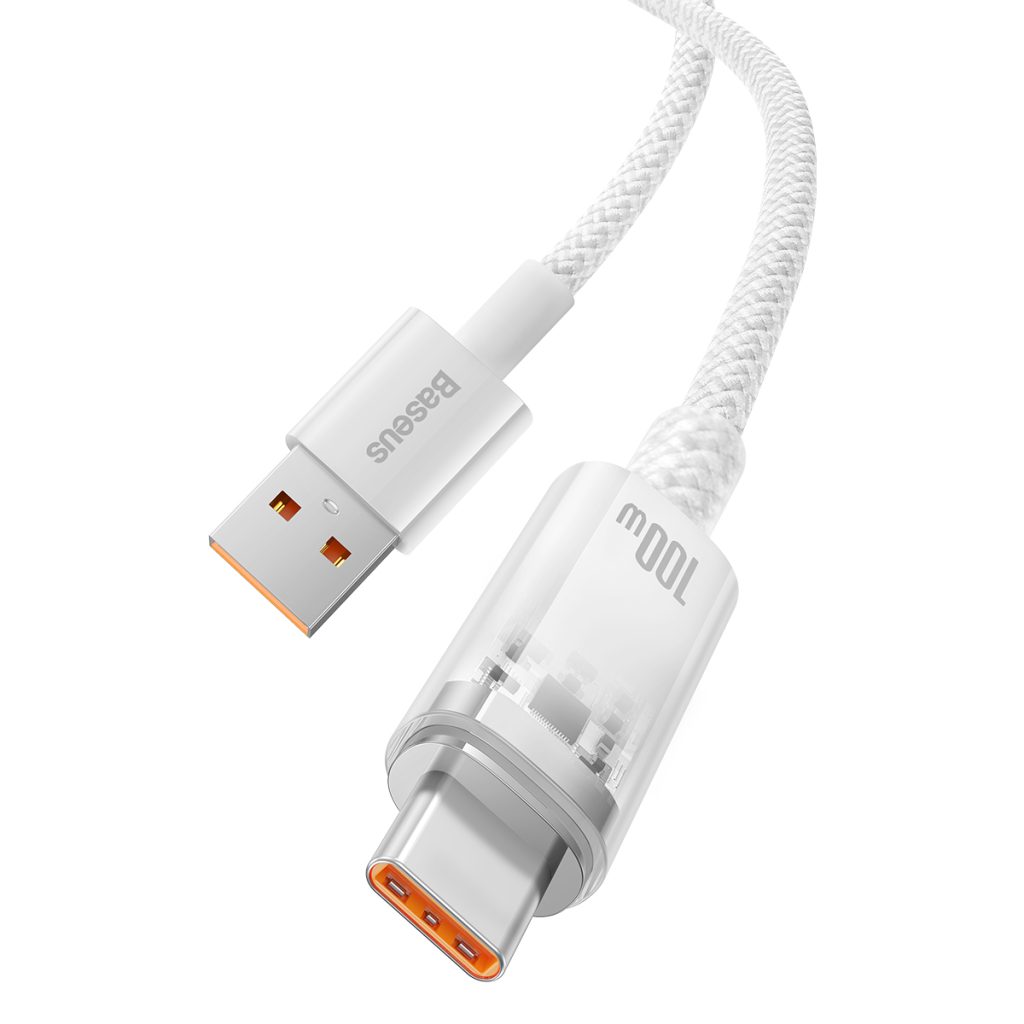 Baseus kabel Explorer USB - USB-C 1,0m biały z kontrolą temperatury 100W - obrazek 5