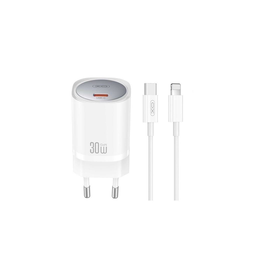 XO ładowarka sieciowa CE20 PD 30W 1x USB-C biała + kabel USB-C - Lightning