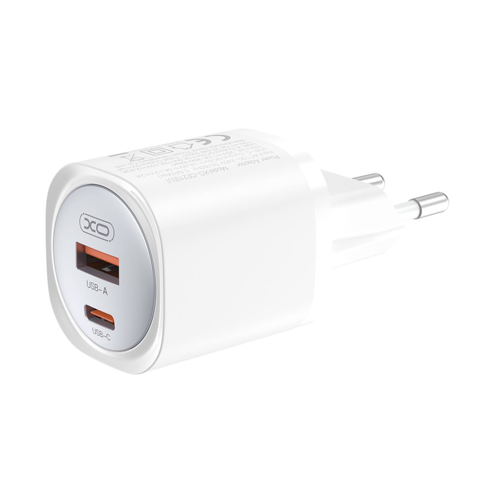 XO ładowarka sieciowa CE21 PD 30W 1x USB-C 1x USB biała + kabel USB-C - Lightning - obrazek 3