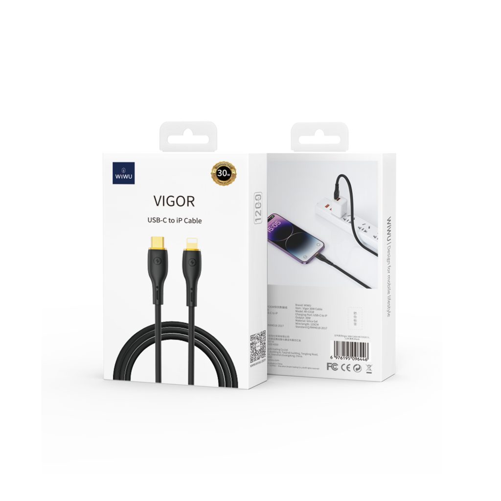 WIWU kabel YQ01 USB-C - Lightning 30W 1,2m czarny - obrazek 5