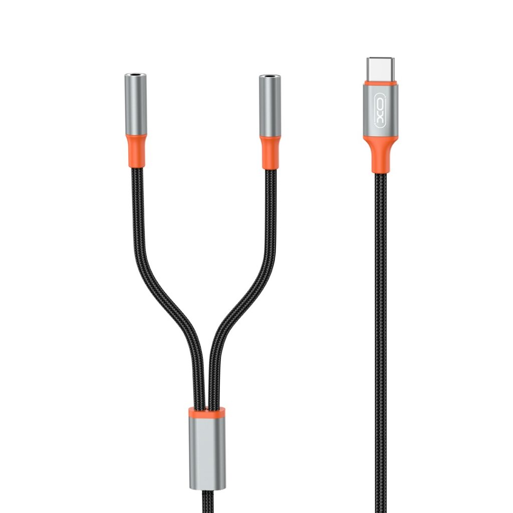 XO kabel audio 2w1 NB-R269B USB-C - 2x złącze jack 3,5mm 1,2m czarny - obrazek 2